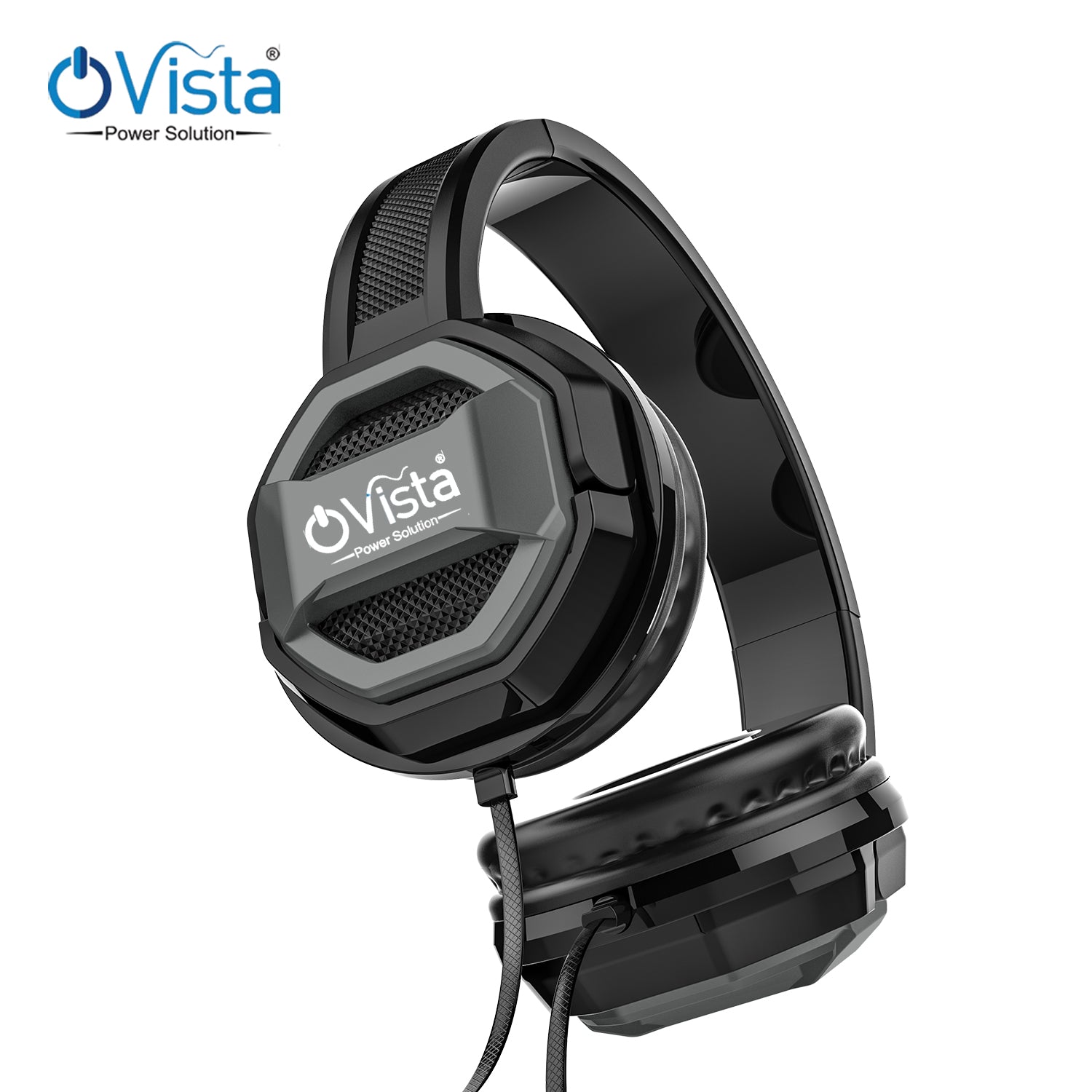 Ovista Bass heads Pro Wired Headphones with 40Mm Drivers, Lightweight Foldable Design, Over Ear, Adjustable Headband with 3.5mm Jack, Built in Microphone for Calling, 1.5 Meter Cable, Soft Ear Cushion