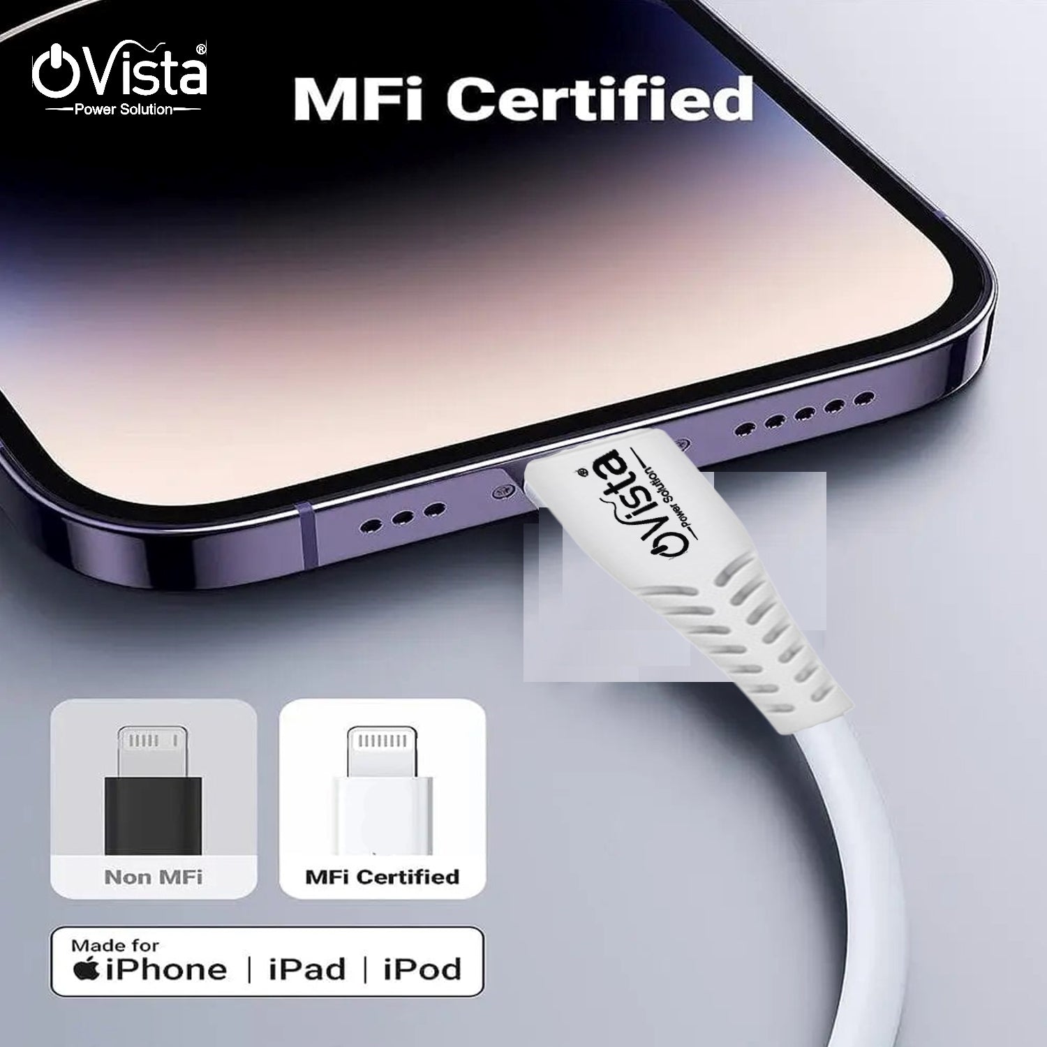 Ovista 3.1A USB to 8pin (lightening) Cable Super Fast Charging|| iPhone Fast Charging Cable iPhone Charger Cord Compatible with iPhone 14 13 12 11 Pro Max XR XS X 8 7 6 Plus SE iPad