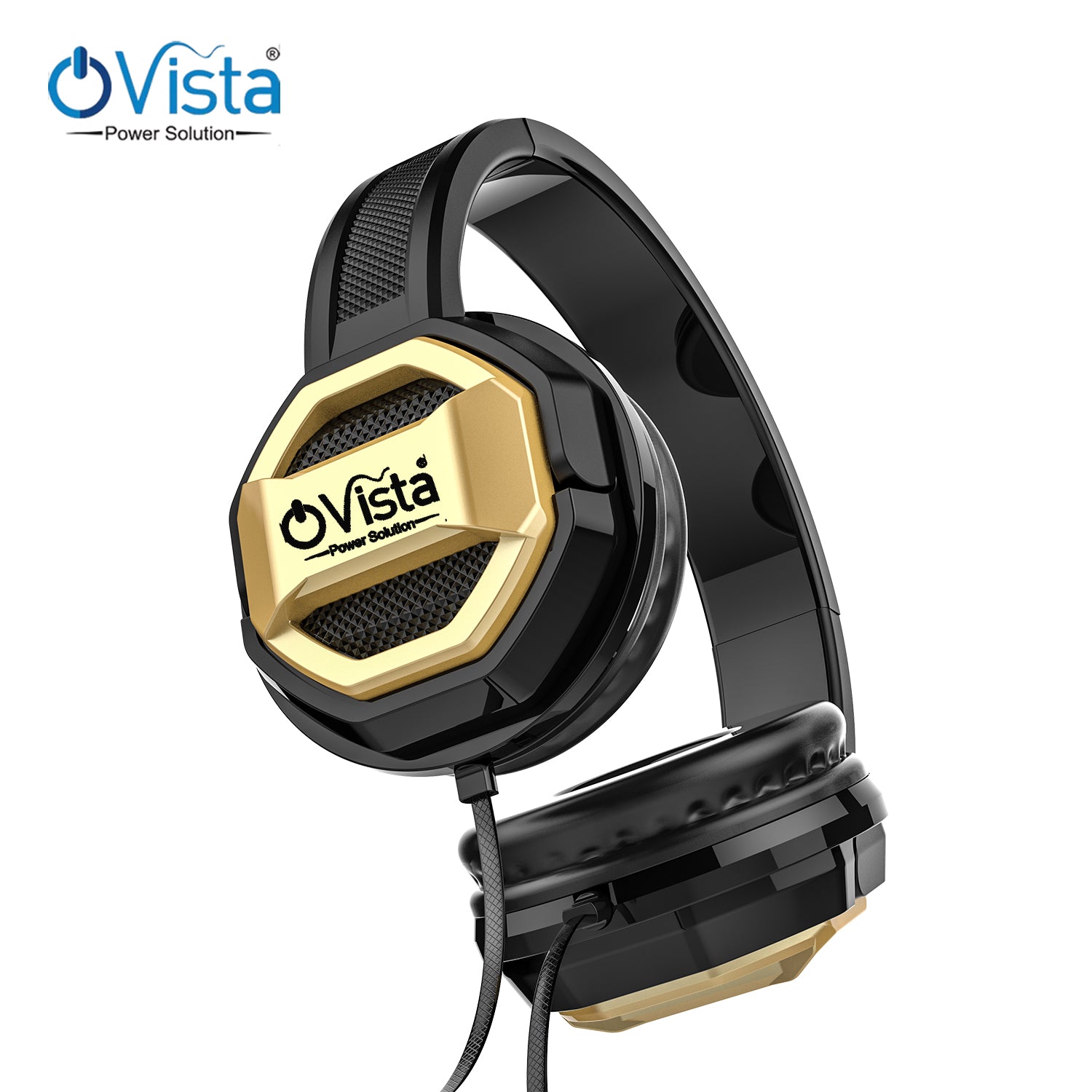 Ovista Bass heads Pro Wired Headphones with 40Mm Drivers, Lightweight Foldable Design, Over Ear, Adjustable Headband with 3.5mm Jack, Built in Microphone for Calling, 1.5 Meter Cable, Soft Ear Cushion