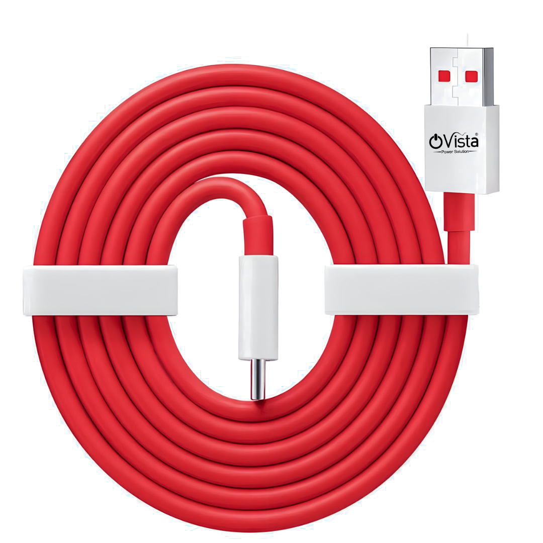 Ovista 1M Unbreakable Fast Charging Braided Type A to Type C Cable, 480Mbps Data Sync for Smartphones, Tablets, Laptops, Type C devices, Red