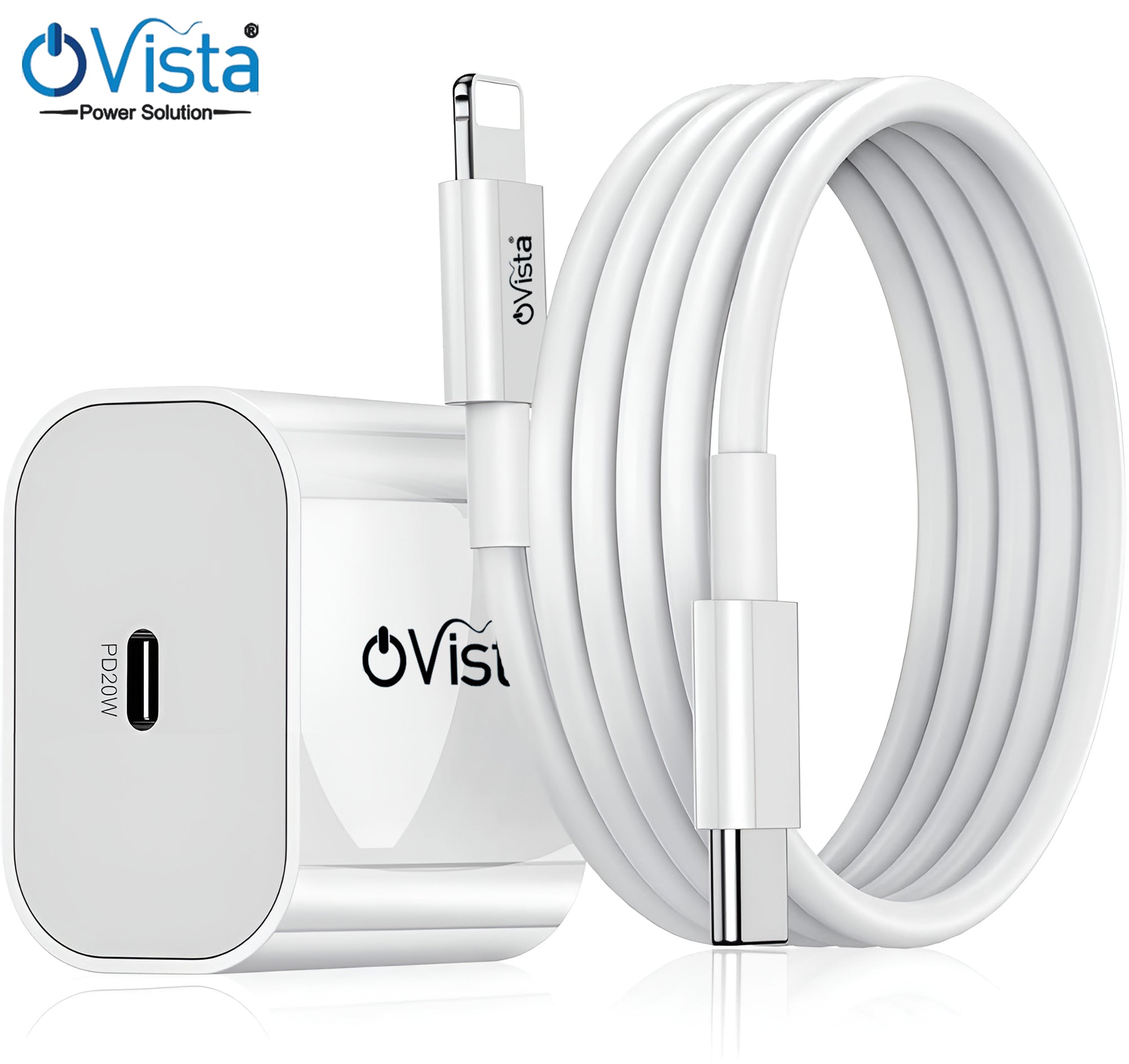 Ovista Pd Charger Adapter 25W with Original Type-C to Lightning Cable, 25W Fast Charging Cable Compatible with iPhone 14, 13, 12,11, X, 8, 7, 6, 5, Pro,Max, iPad, Macbook, iMac, AirPods, Supports CarPlay, 1.2m with PD 3.0 USB-C Fast Charging Adaptor