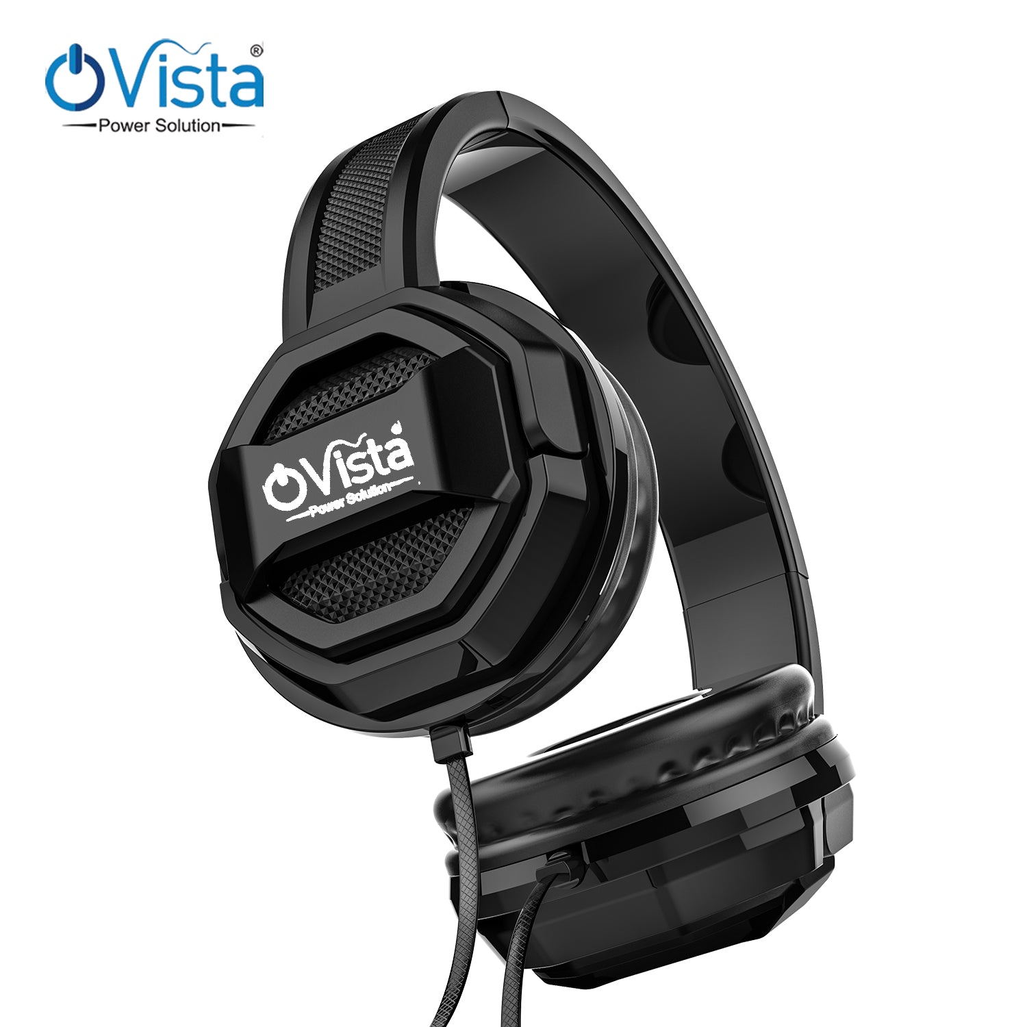 Ovista Bass heads Pro Wired Headphones with 40Mm Drivers, Lightweight Foldable Design, Over Ear, Adjustable Headband with 3.5mm Jack, Built in Microphone for Calling, 1.5 Meter Cable, Soft Ear Cushion