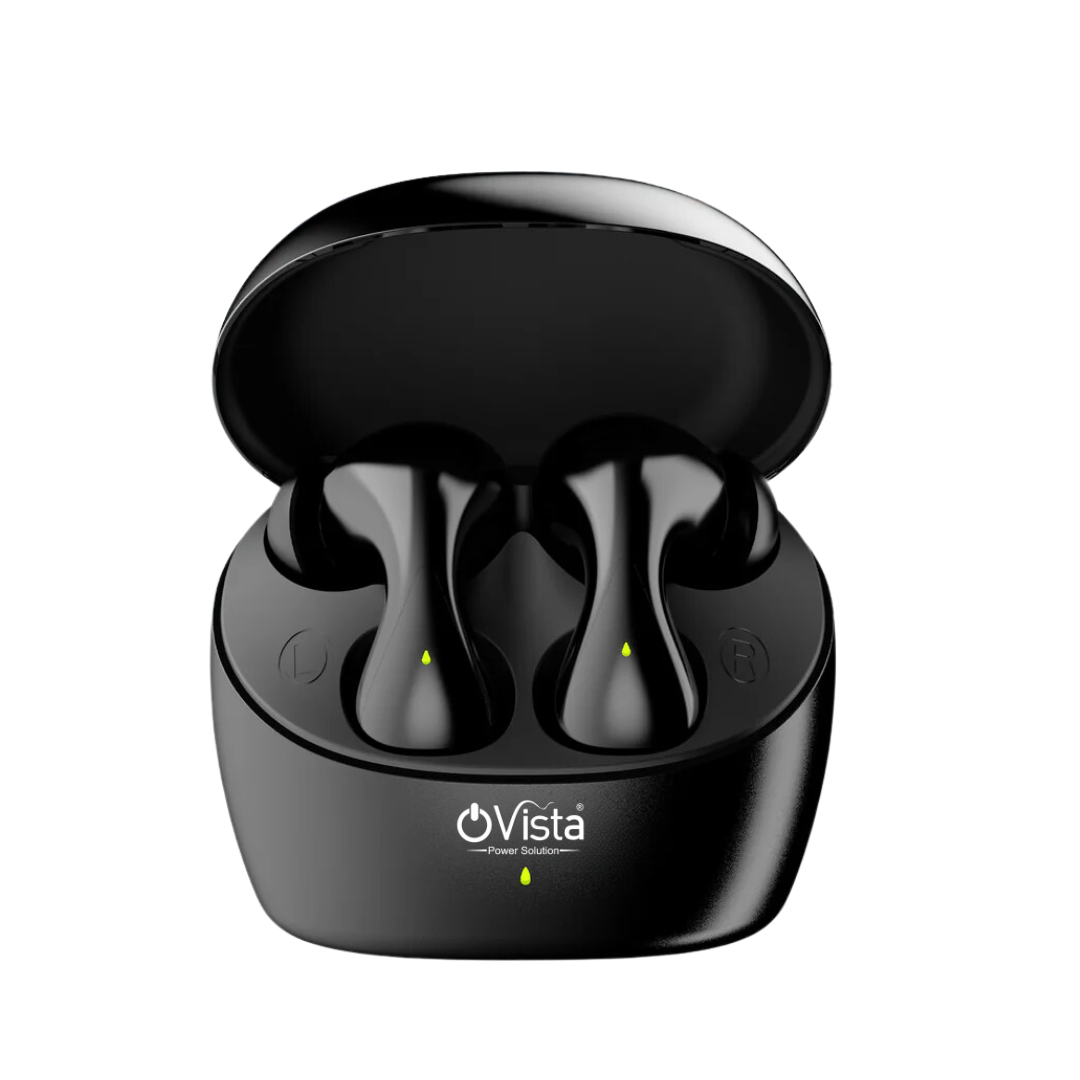 Ovista True Wireless Earbuds Up to 40H Playtime High Bass Clear Sound Quality, Passive Noise Cancellation, 10mm Dynamic Drivers, Premium Design, IPX4, Fast Charging (Music Wave)