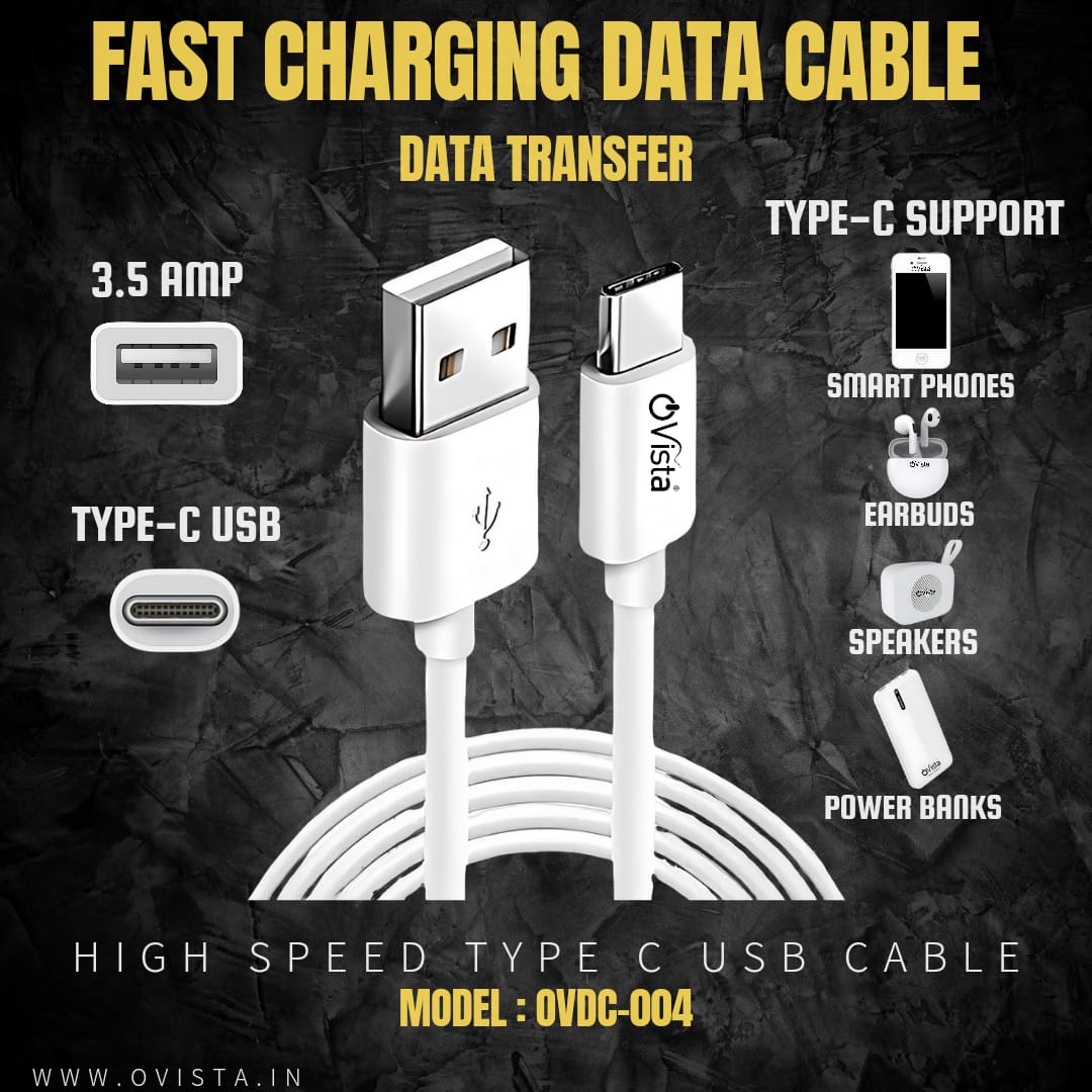 Ovista Durable Fast-Charging USB Data Cable micro type Compatible with Multiple Devices for Efficient Power and Data Transfer(ovdc004)