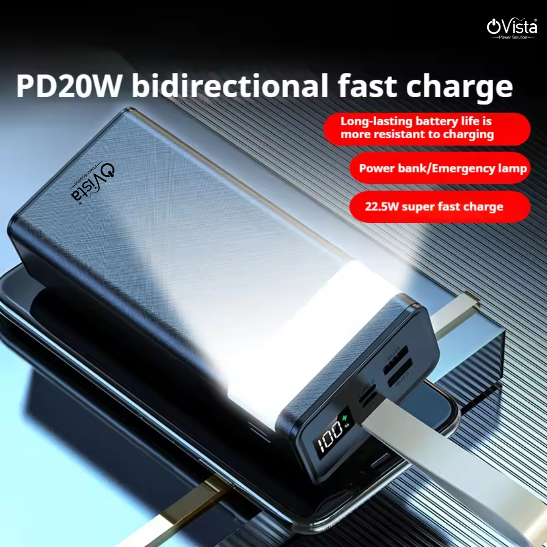 Ovista 30000mah Power Bank With LED Display Equipped with a built-in torch (prb070)