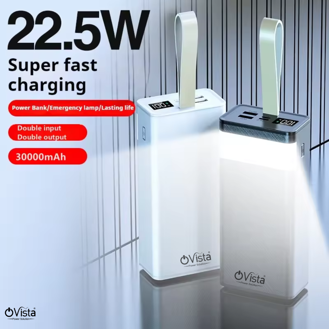 Ovista 30000mah Power Bank With LED Display Equipped with a built-in torch (prb070)