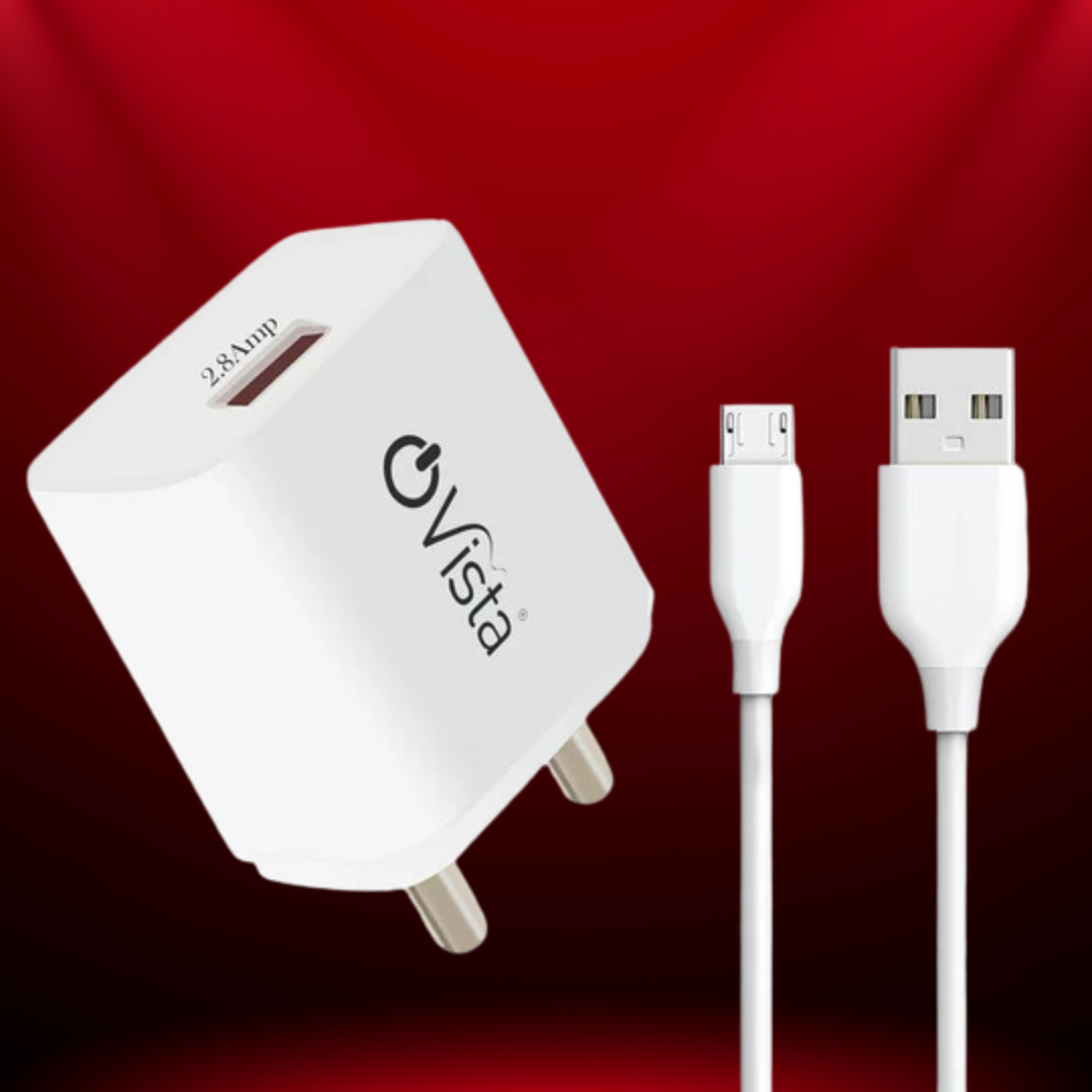 Ovista Mobile Charging Adapter 2.8 Amp with USB Data Cable Type B (CDZH-003)