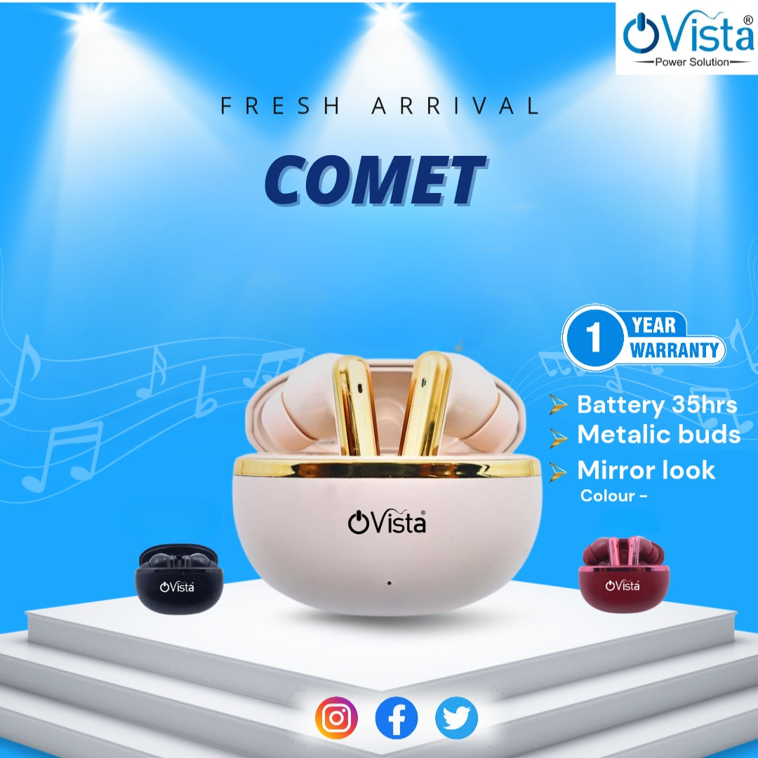 Ovista True Wireless Earbuds – 35h Playtime, ENC, Immersive Sound (Comet)