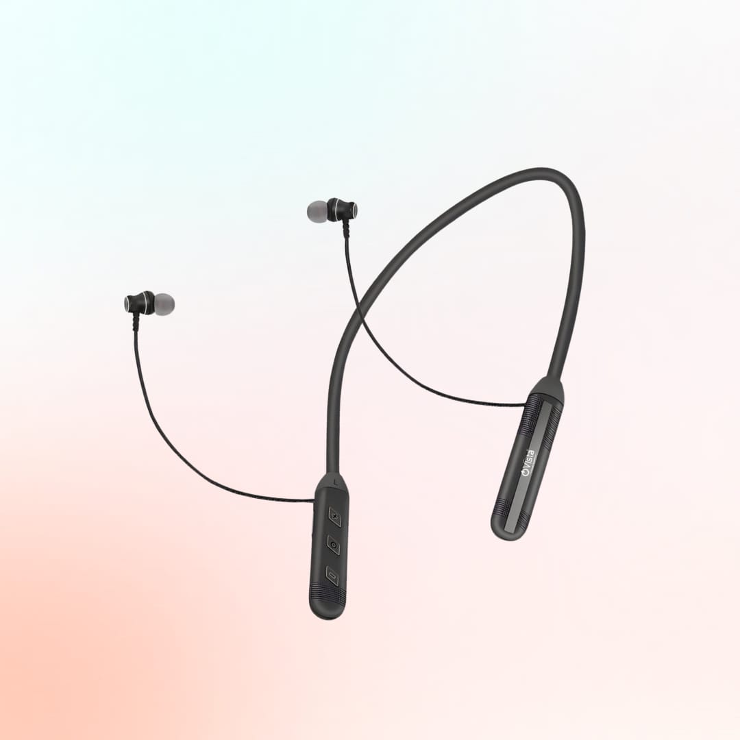 Ovista Bluetooth Neckband 60 Hours Playtime with premium Sound and sweat resistant Bluetooth Headset  (Black, In the Ear)