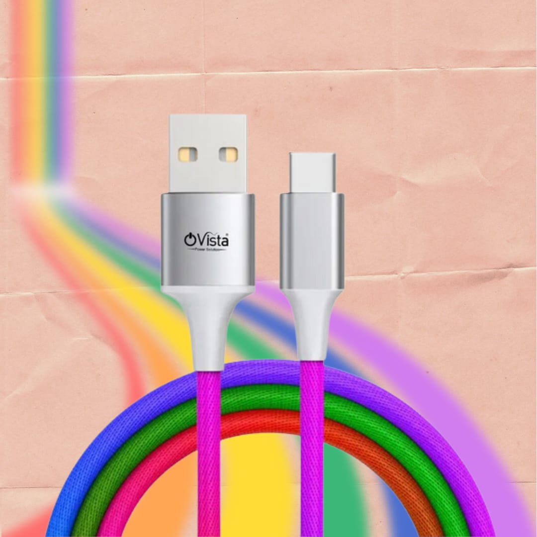 Ovista Type- C  Multicolor Fast Charging Data Cable 85W fast charging (Rainbow)