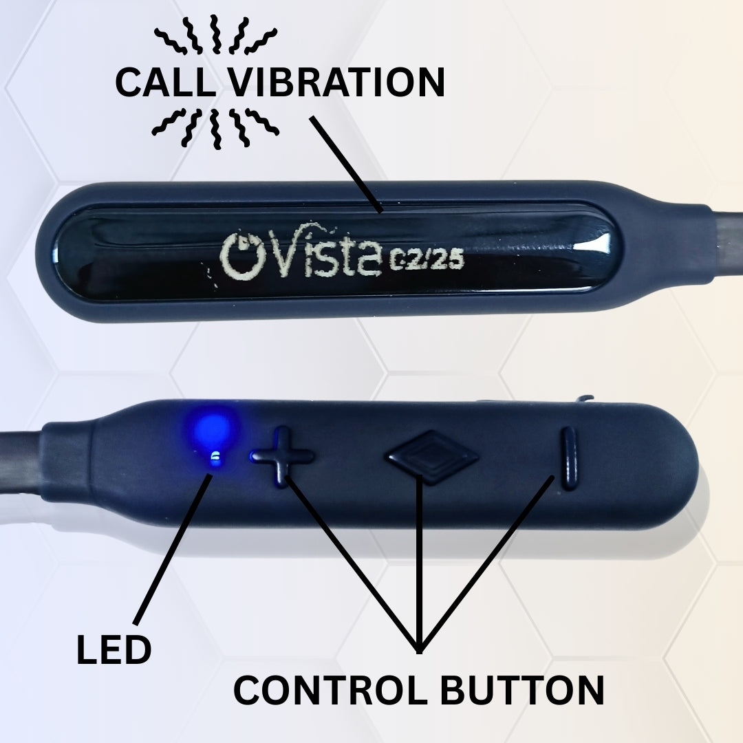 Ovista BT-SKY Wireless Neckband | 48H Playtime, Metal Finish & Call Vibration