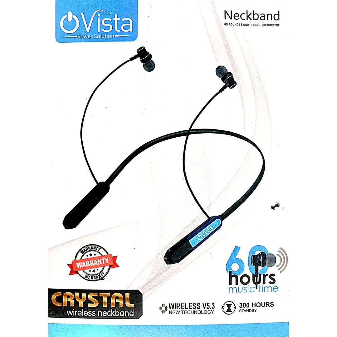 Ovista CRYSTAL Wireless Neckband | 60H Music Time | Type-C Fast Charging | HD Sound | Sports Fit