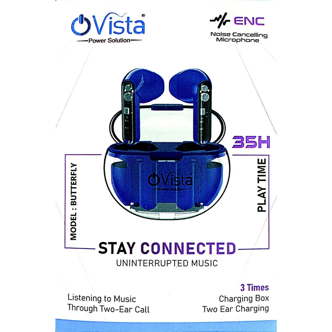 Ovista Butterfly Earbuds | 35H Playtime, ENC Mic, HD Sound, Fast Charging
