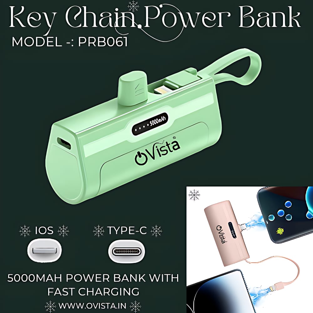 Ovista PRB-061 5000mAh Keychain Power Bank – Ultra-Fast Charging On the Go