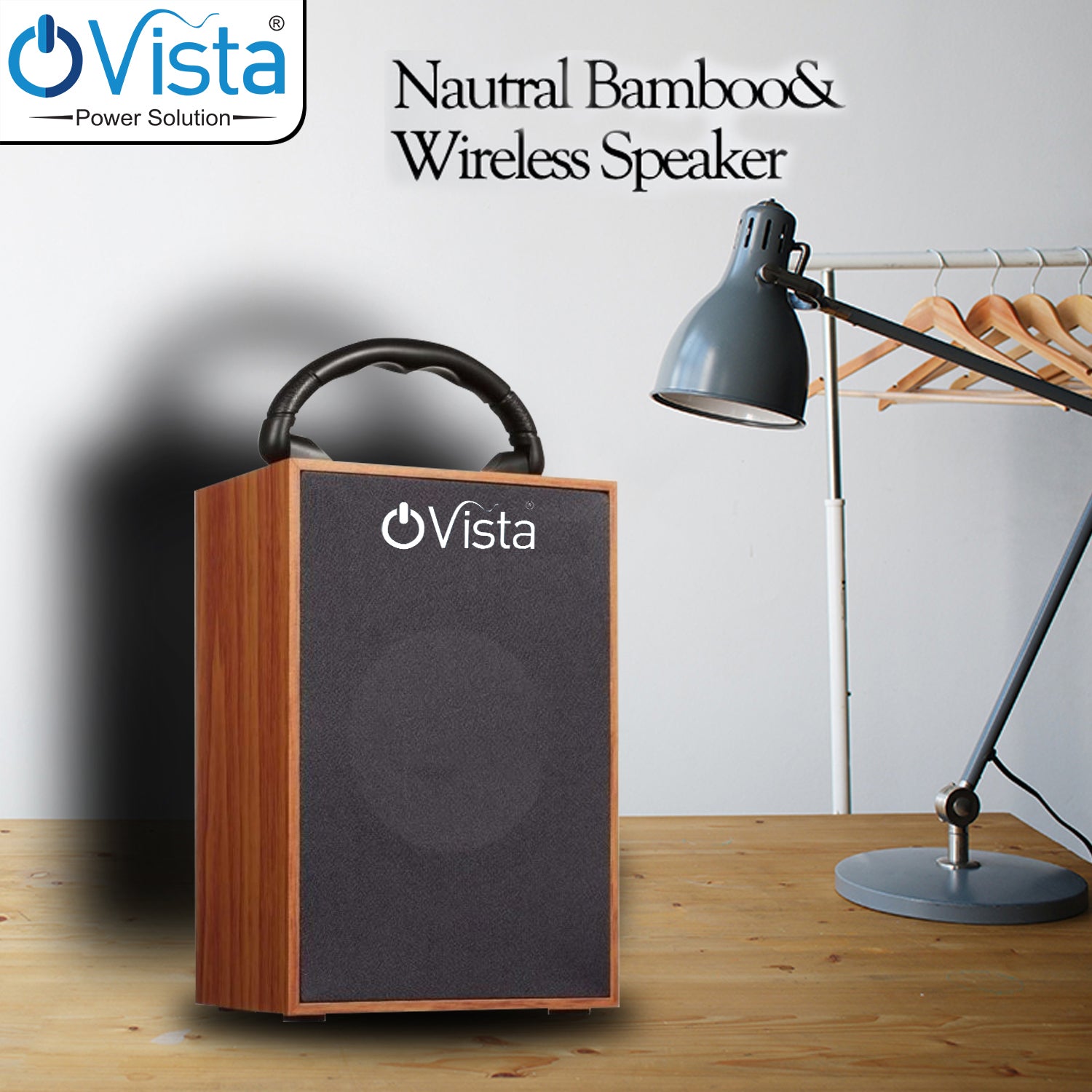 Ovista portable Wooden speaker -5 watt.-14 hours music time .with mobile holder stand .