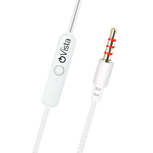 Ovista OV-130 Wired Earphones with Mic, Powerful HD Sound with High Bass (White)